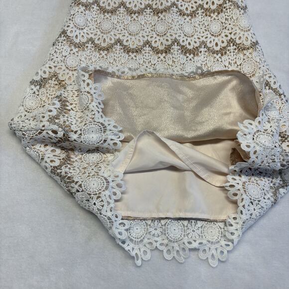 Camilla Girls Special Occasion Crochet Lace Dress White Gold Size 7 - Picture 7 of 9